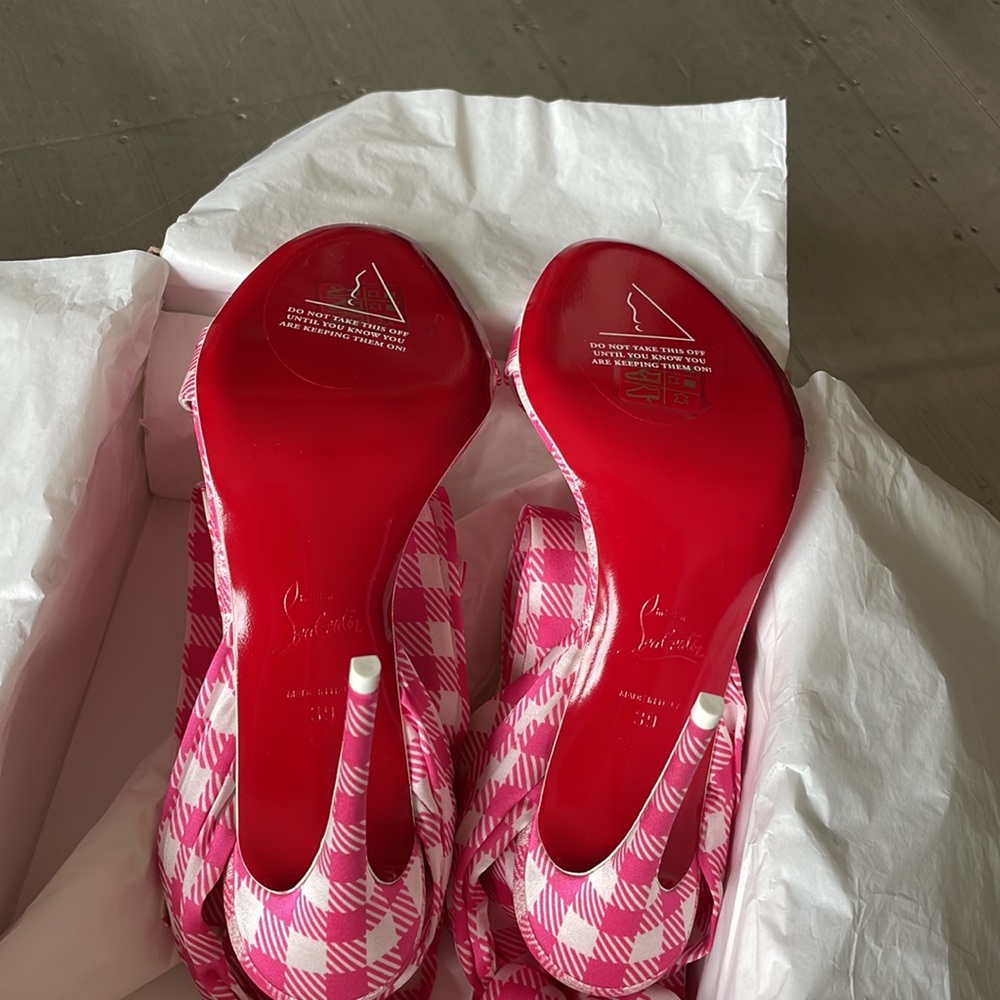 Christian louboutin sandale du desert 100mm pink rose bco sz 39 - Picture 7 of 9